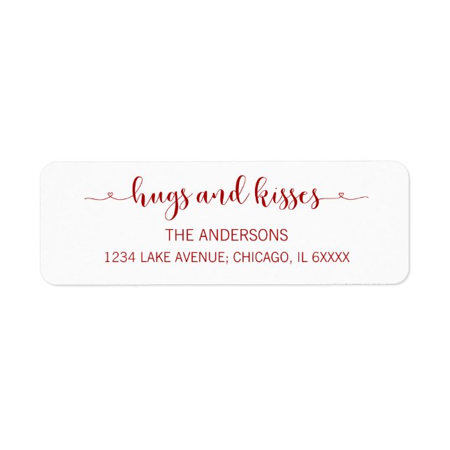 Hugs et baisers Étiquettes de adresse de la Saint  (Devant)