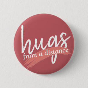 hugs from a distance in maude pink 2 inch round button