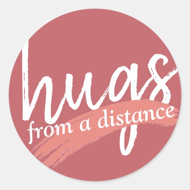 hugs from a distance in maude pink classic round sticker (Front)