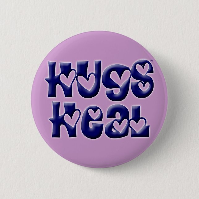 Hugs Heal Logo Blue 2 Inch Round Button (Front)