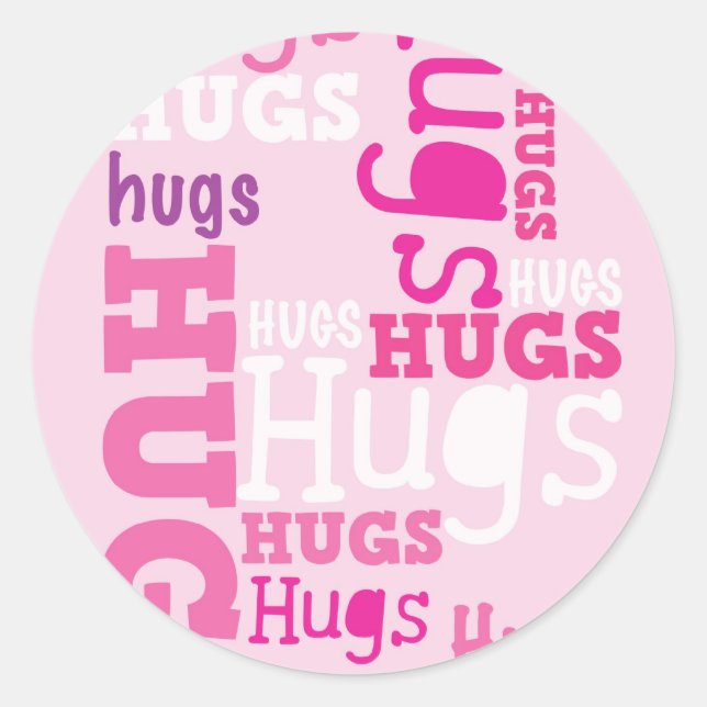 HUGS HUGS HUGS CLASSIC ROUND STICKER (Front)