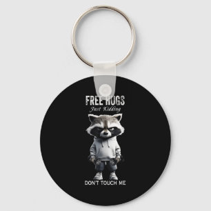 Hugs Just Kidding Don't Touch Me Racoon Workout Gy Keychain
