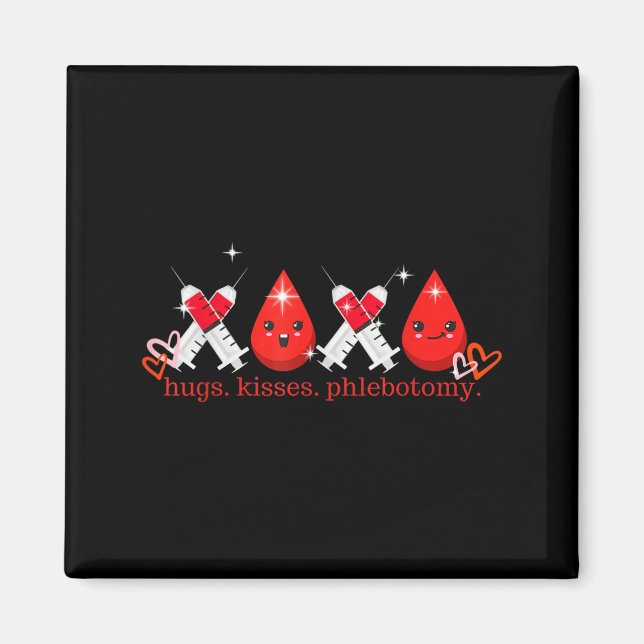 Hugs Kiss Phlebotomy Valentines Phlebotomist Lab T Magnet (Front)