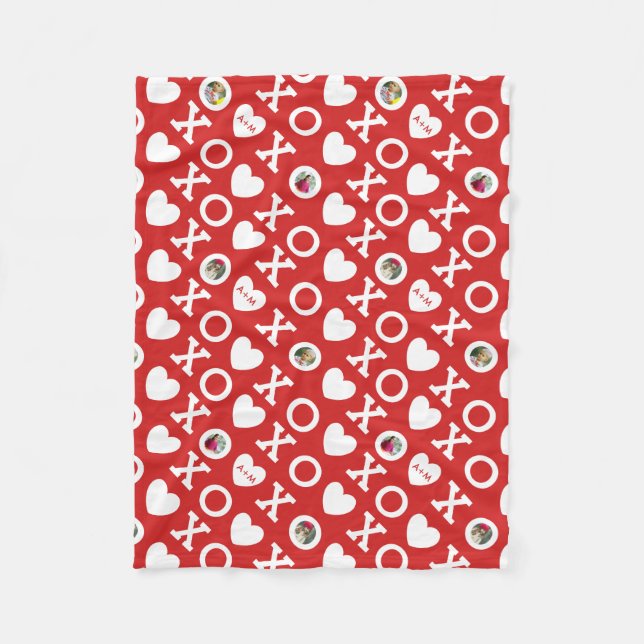 Hugs & Kisses Fleece Throw Blanket (Front)