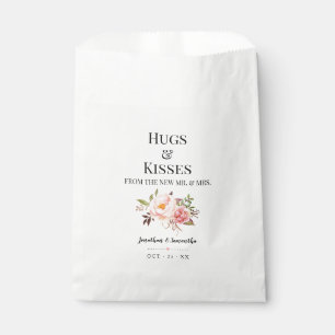Hugs & Kisses from new Mrs pink floral wedding Favour Bag