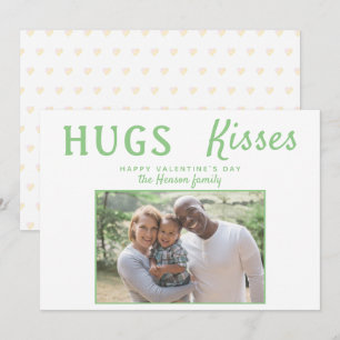 Hugs & Kisses Green Valentine`s Day Photo Card