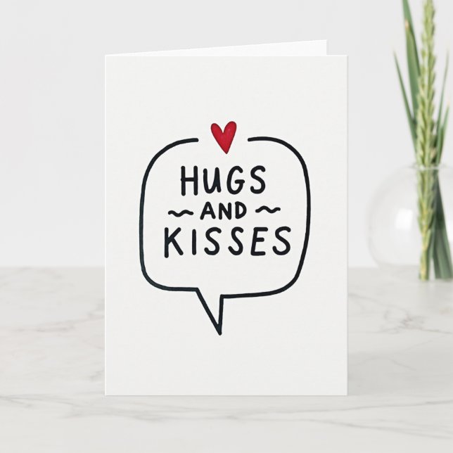Hugs Kisses Heart Pattern Card (Front)