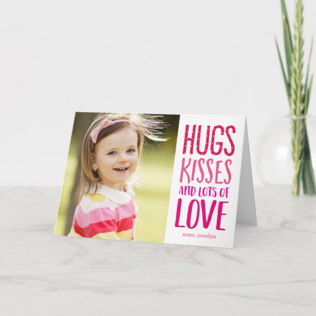Hugs Kisses Love Valentine's Day Carte photo (Devant)
