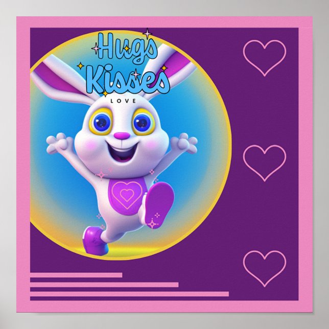 Hugs Kisses & Love Wall Picture Poster (Front)