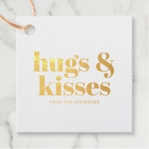 Hugs & kisses modern bold typography custom favour tags
