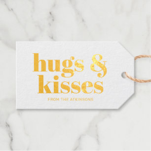 Hugs & kisses modern bold typography custom gift tags