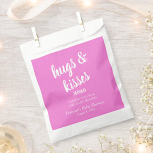 Hugs & Kisses pink thank you Baby Shower Favour Bag
