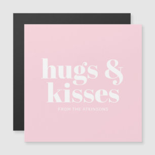 Hugs & kisses pink white modern bold typography
