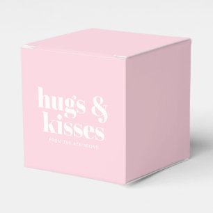 Hugs & Kisses pink white modern typography custom Favor Box