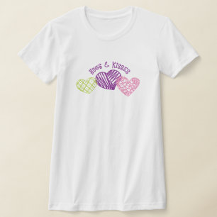 HUGS & KISSES Scribbly Hearts Valentine Gift T-Shirt