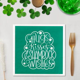 Hugs, Kisses & Shamrock Wishes St. Patrick’s Day Napkin