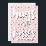Hugs & Kisses | Valentine's Day Photo Card<br><div class="desc">Customizable Valentine's day featuring pink and black polka dots pattern and modern typography.</div>