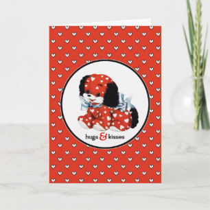 Hugs & Kisses. Vintage Puppy Valentine's Day  Holiday Card