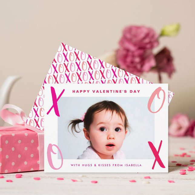 Hugs & Kisses (XOXO) Modern Valentine's Day Holiday Card (Creator Uploaded)