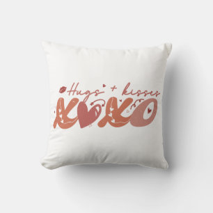 Hugs Kisses XOXO Throw Pillow