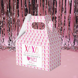 Hugs & Kisses (XOXO) Valentine's Day 1st Birthday Favor Box