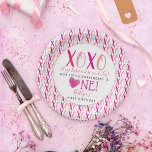 Hugs & Kisses (XOXO) Valentine's Day 1st Birthday Paper Plate<br><div class="desc">Celebrate a special 1st Birthday in style with these simple yet very trendy party paper plates. The design is easy to personalize and your guests will be thrilled when they see these super chic party plates. Matching party items can be found in the collection.</div>