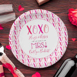 Hugs & Kisses (XOXO) Valentine's Day Bridal Shower Paper Plate<br><div class="desc">Celebrate in style with these modern and very trendy bridal shower or wedding paper plates. This design is easy to personalize with your special event wording and your guests will be thrilled when they see these fabulous plates. Matching items can be found in the collection.</div>