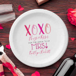 Hugs & Kisses (XOXO) Valentine's Day Bridal Shower Paper Plate<br><div class="desc">Celebrate in style with these modern and very trendy bridal shower or wedding paper plates. This design is easy to personalize with your special event wording and your guests will be thrilled when they see these fabulous plates. Matching items can be found in the collection.</div>