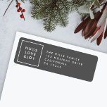 Hugs Love and Joy Stylish Christmas Charcoal Grey<br><div class="desc">Simple, stylish, trendy christmas return address labels with modern minimal typography quote "Hugs Love & Joy" in white with a clean simple white border. The address and greeting can be easily customized for a personal touch. A bold, minimalist and contemporary christmas design with charcoal grey feature colour to stand out...</div>