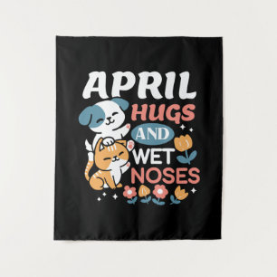 Hugs, Wet Noses, and Spring Vibes – Playful Pet Tapestry