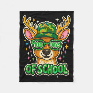 Hugvyn 100 Days Of School Deer Hunting Boys Camo B Fleece Blanket