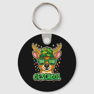 Hugvyn 100 Days Of School Deer Hunting Boys Camo B Keychain