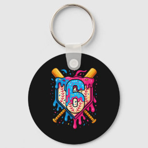 Hugvyn 6th Birthday Baseball Ice Cream Drip Number Keychain