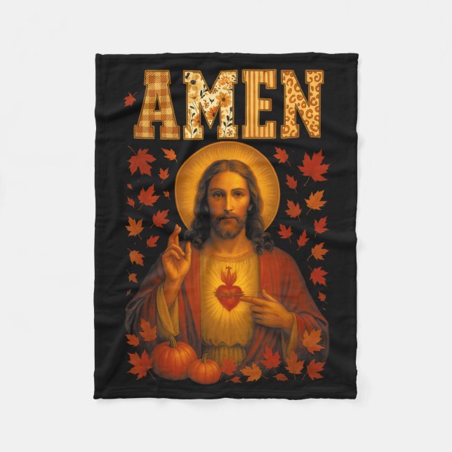 Hugvyn Amen Fall Jesus Christian Bible Verses Than Fleece Blanket (Front)