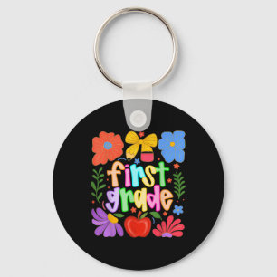 Hugvyn Back To School_ First Grade Preppy Teacher Keychain