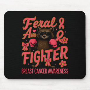 Hugvyn Breast Cancer Feral And Fighter Raccoon Pin Mouse Pad