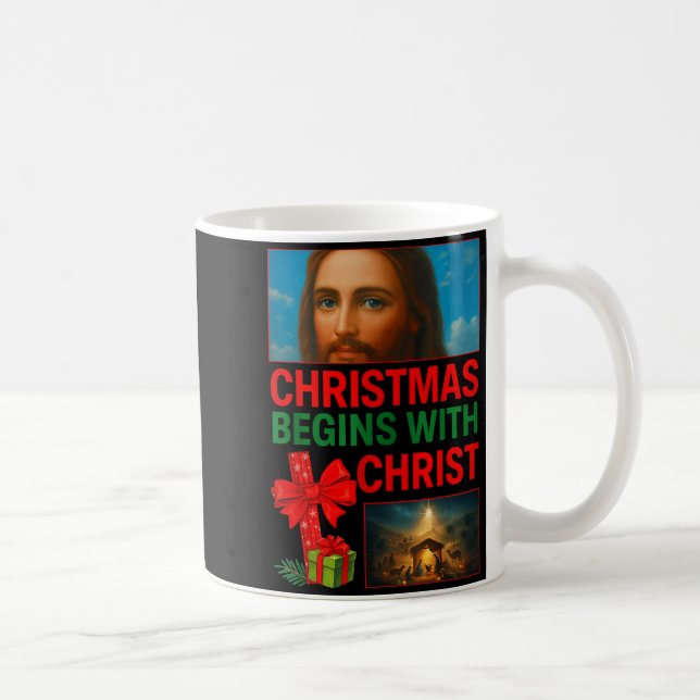 Hugvyn Christmas Begins With Christ Jesus Cross Ch Coffee Mug (Right)