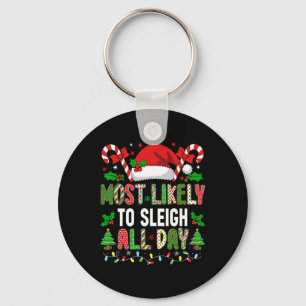 Hugvyn Christmas Most Likely To Sleigh All Day Mat Keychain