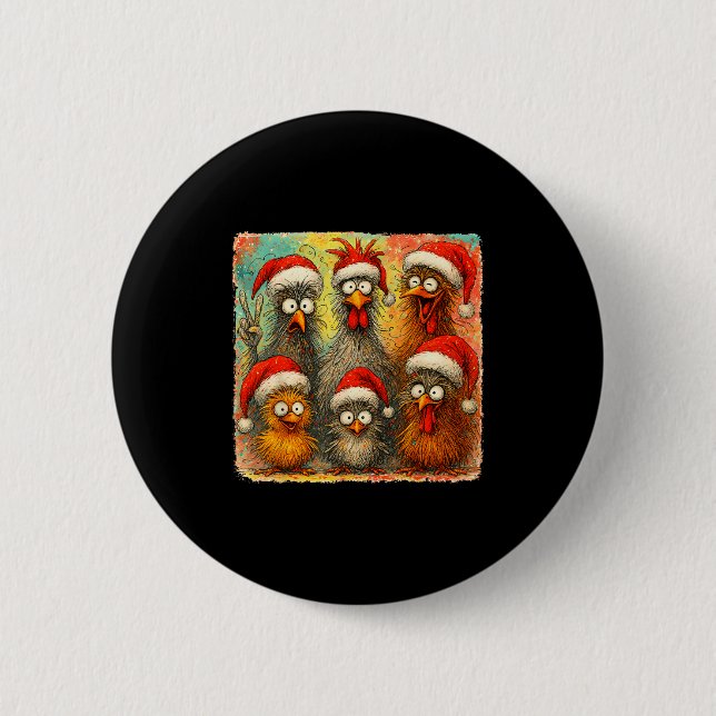 Hugvyn Christmas Santa Chicken Crazy Eagerlys Roos 2 Inch Round Button (Front)
