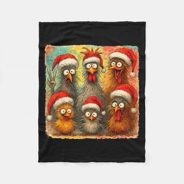 Hugvyn Christmas Santa Chicken Crazy Eagerlys Roos Fleece Blanket (Front)