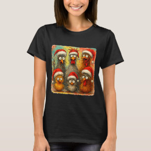 Hugvyn Christmas Santa Chicken Crazy Eagerlys Roos T-Shirt