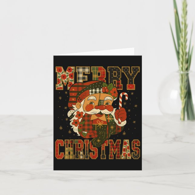 Hugvyn Christmas_ Santa Claus Patchwork Merry Chri Card (Front)