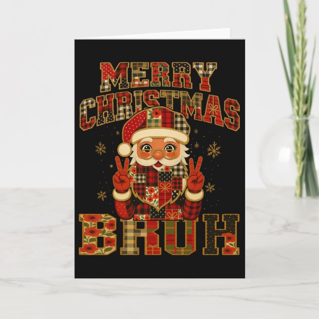 Hugvyn Christmas Santa Claus Patchwork Merry Chris Card (Front)