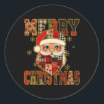 Hugvyn Christmas Santa Claus Patchwork Merry Chris Classic Round Sticker<br><div class="desc">Hugvyn Christmas Santa Claus Patchwork Merry Christmas 2025 1</div>