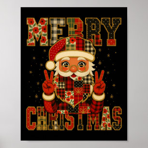 Hugvyn Christmas Santa Claus Patchwork Merry Chris Poster