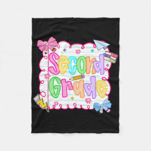 Hugvyn Ck To School Cute Second Grade Preppy Teach Fleece Blanket