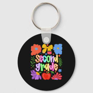 Hugvyn Ck To School Second Grade Preppy Teacher Fl Keychain