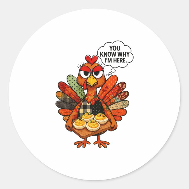 Hugvyn Deviled Eggs You Know Why Im Here Thanksgiv Classic Round Sticker (Front)