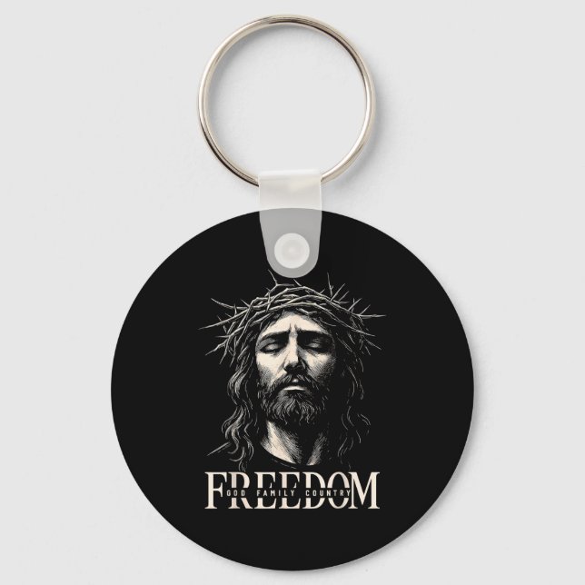 Hugvyn Dom Jesus Christian Face Crown God Family C Keychain (Front)