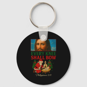 Hugvyn Every Knee Shall Bow Santa Jesus Nativity C Keychain
